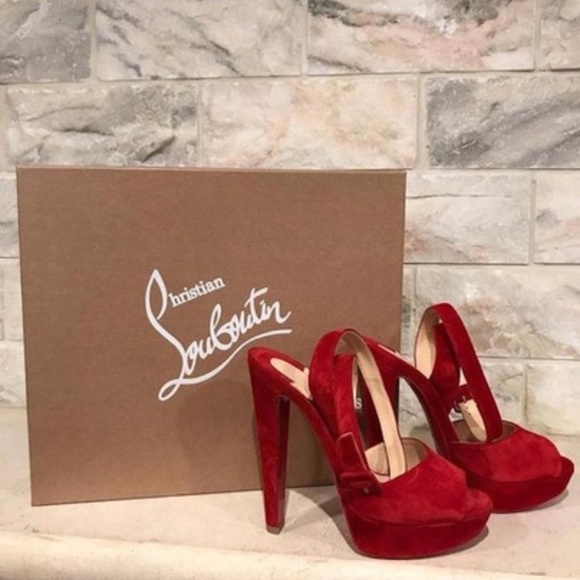 Christian Louboutin Shoes - Red Louloudancing 140 Ankle Strap Heel Pumps